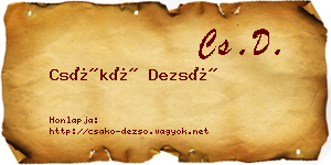Csákó Dezső névjegykártya